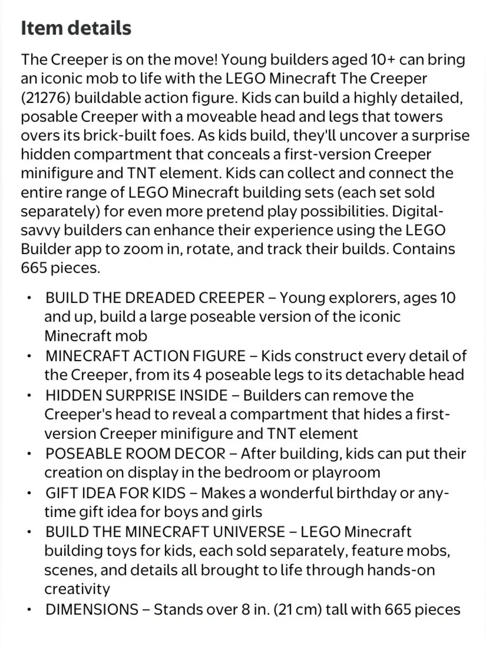 LEGO Minecraft Large Posable Creeper Figure New In Box